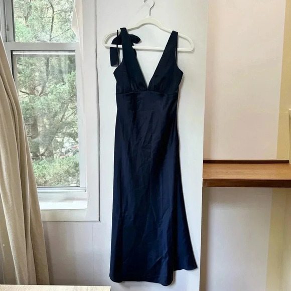 NWT Sachin & Babi Hudson Satin Midi Dress Cocktail in Navy Blue Anthropologie - Picture 4 of 13